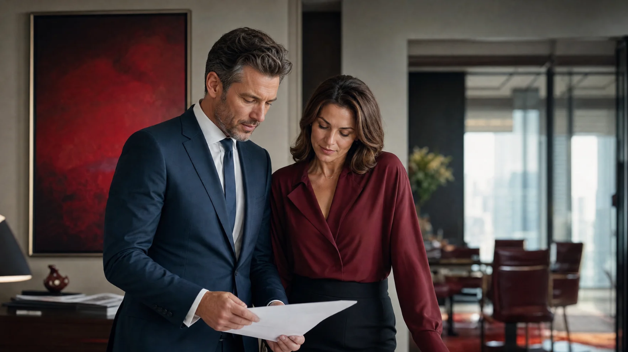 Professional adults reviewing documents